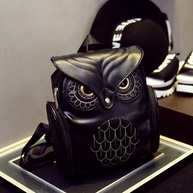 Vegan Leather Owl Backpack,