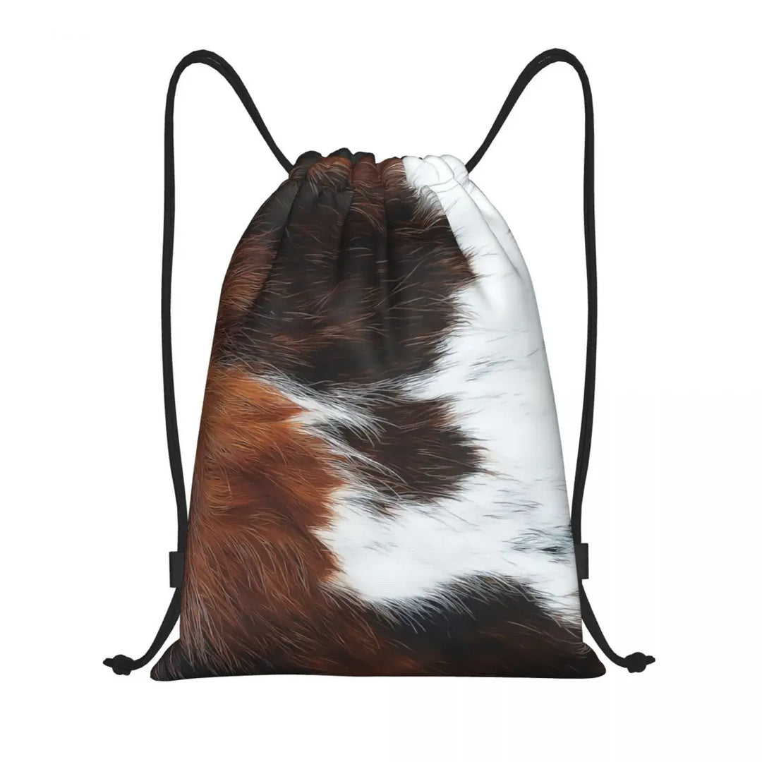 Cow Hide Drawstring Bag