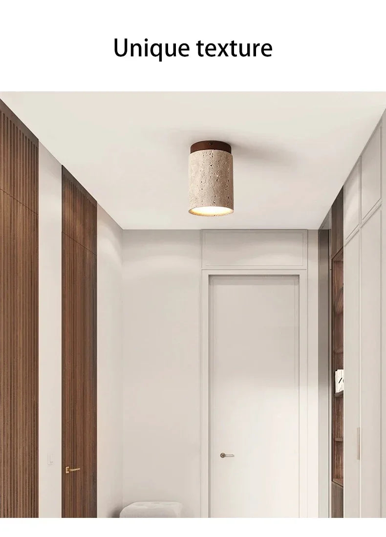 Modern Stone Travertine Ceiling Lamp