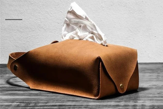 Retro Leather Tissue Box