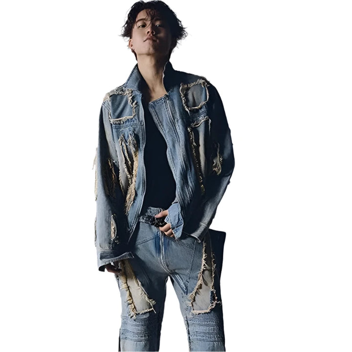 Retro Distressed Ripped Denim Jacket