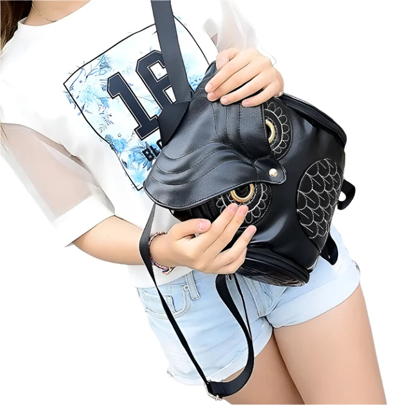 Vegan Leather Owl Backpack,