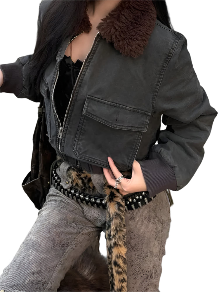 Vintage Micro Flare Faux Fur Jeans