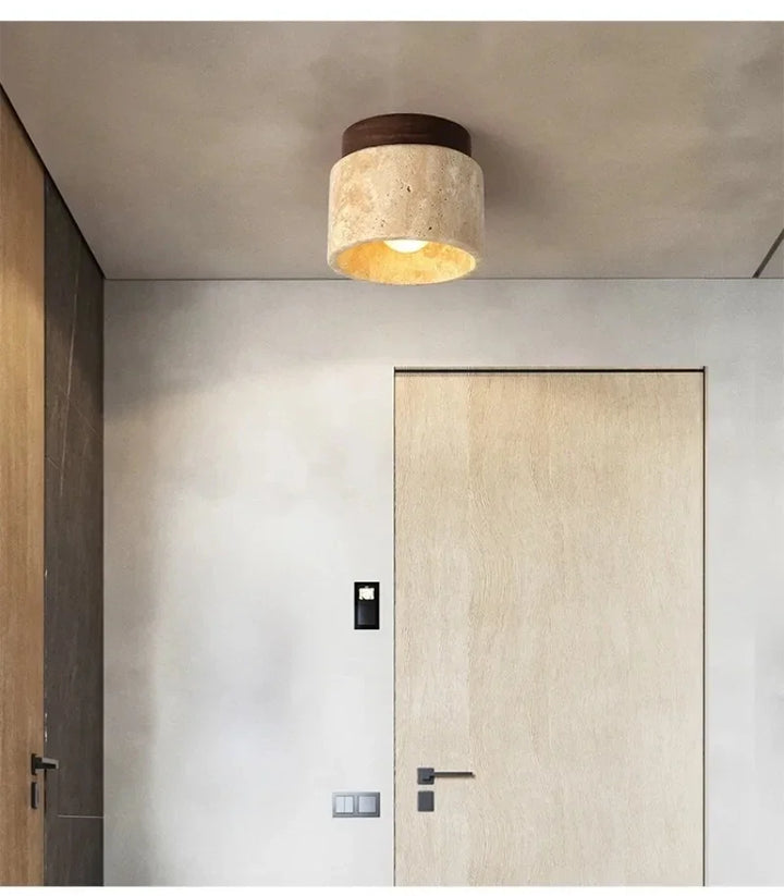 Modern Stone Travertine Ceiling Lamp