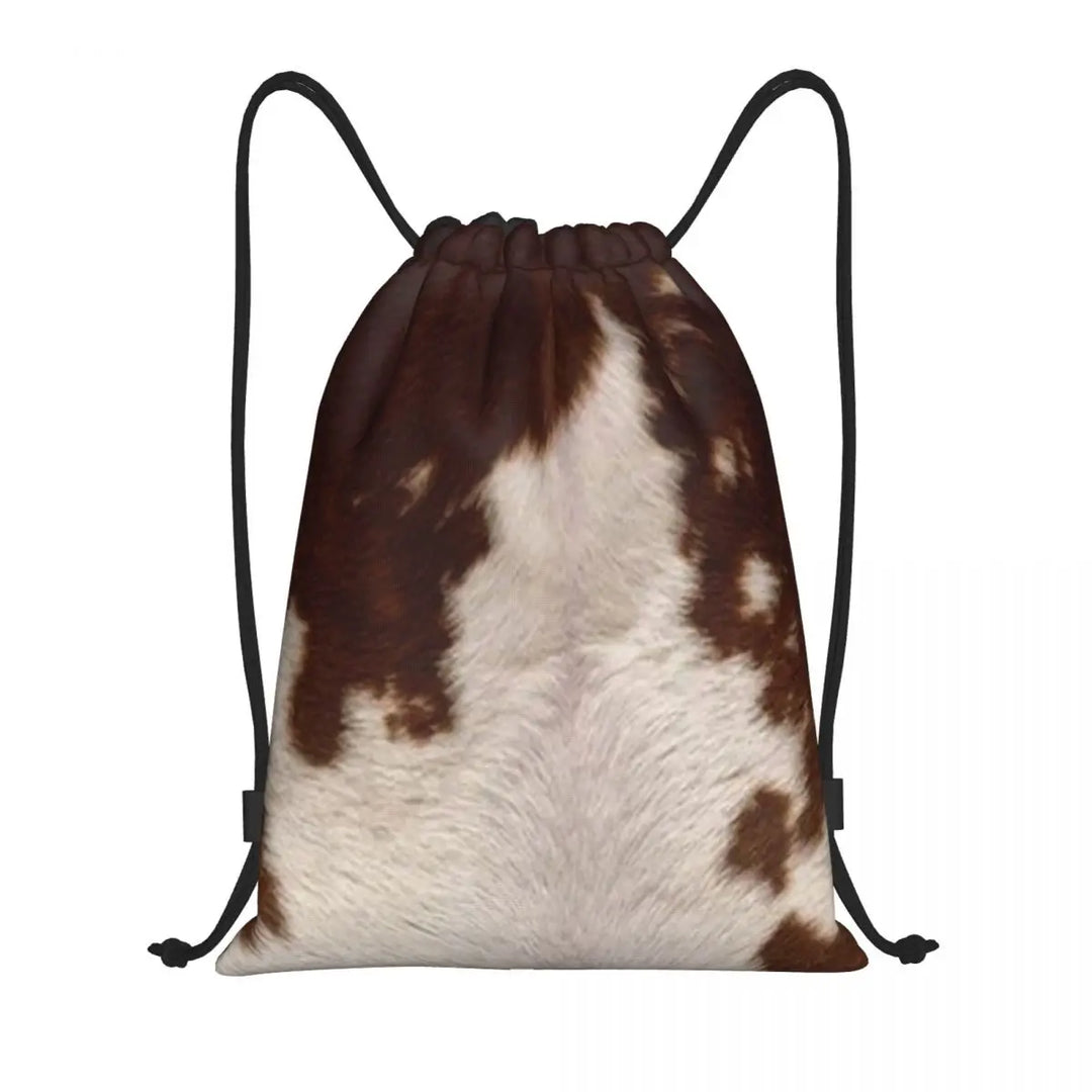 Cow Hide Drawstring Bag