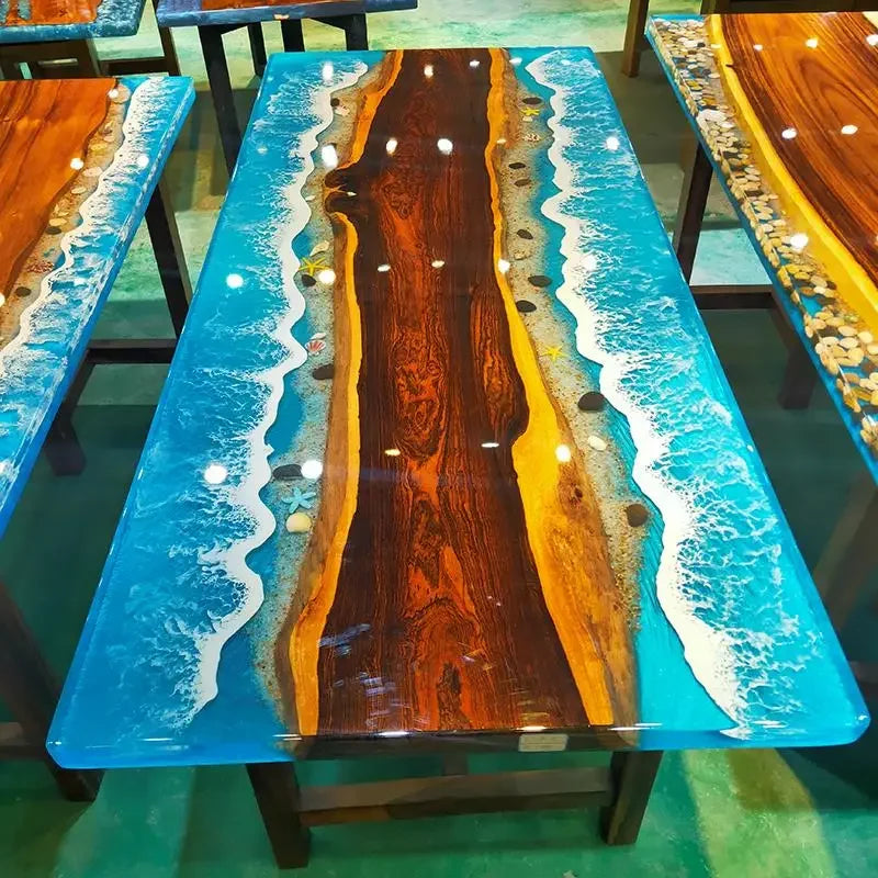 Epoxy Solid Wood Ocean Coffee Table