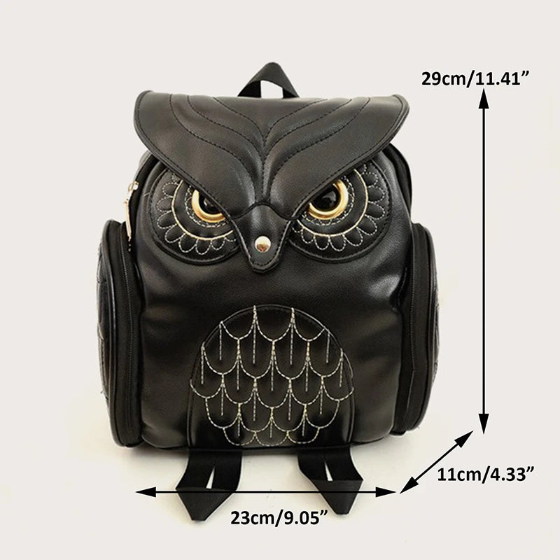 Vegan Leather Owl Backpack,