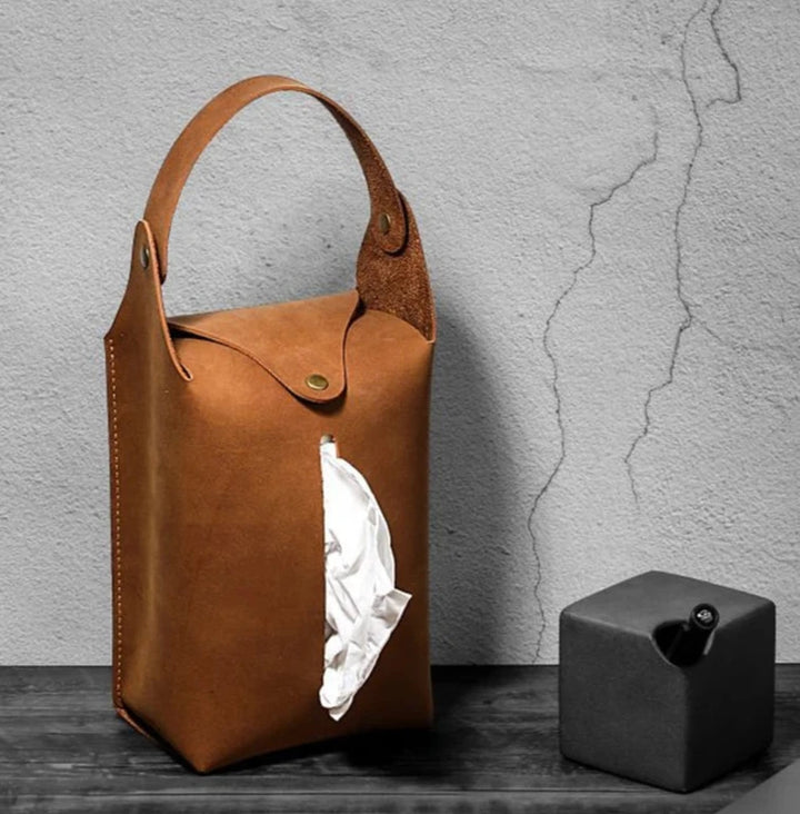 Retro Leather Tissue Box