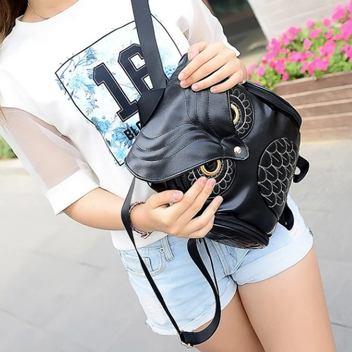 Vegan Leather Owl Backpack,