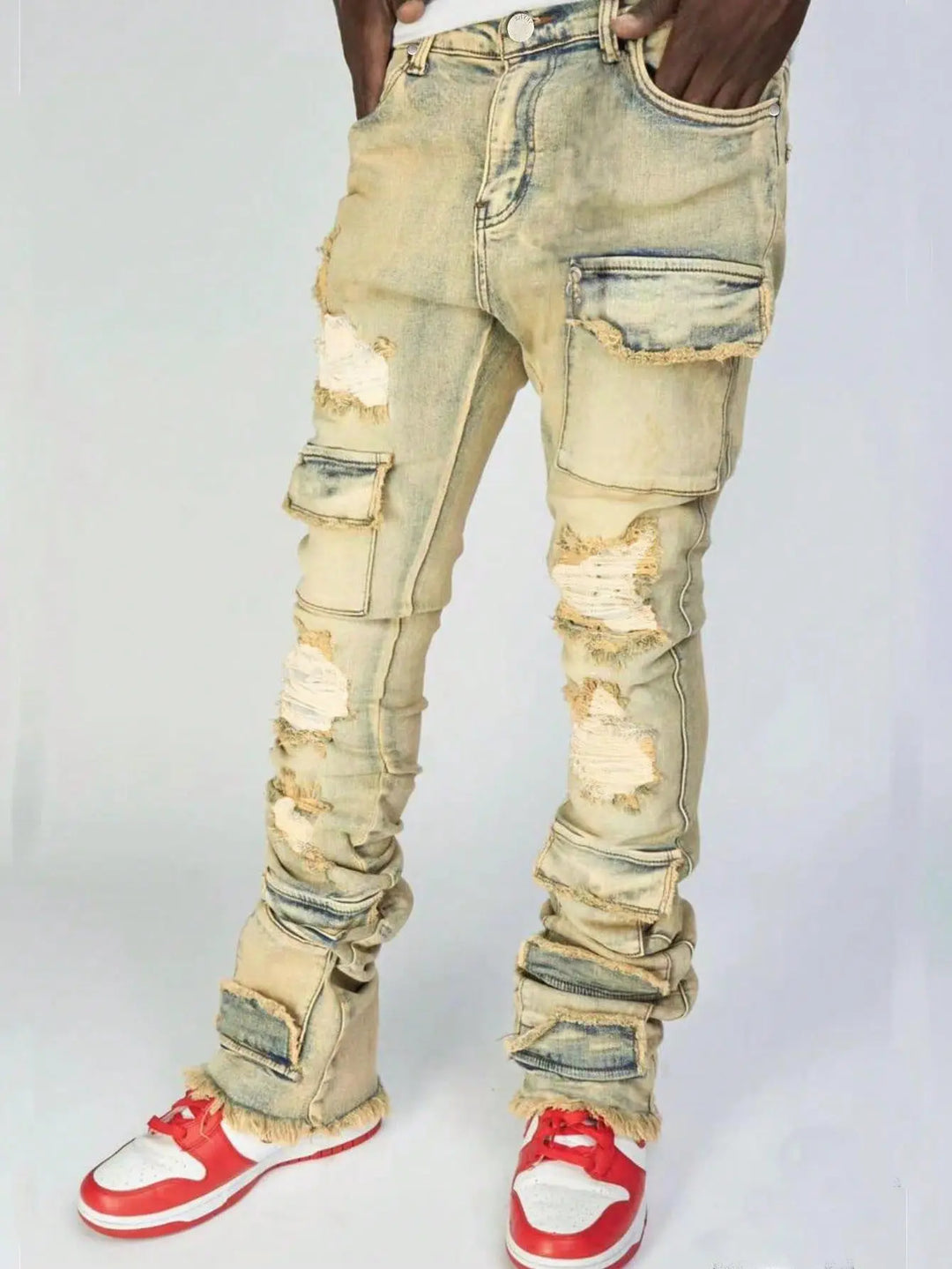 Retro Stretchy Cargo Jeans