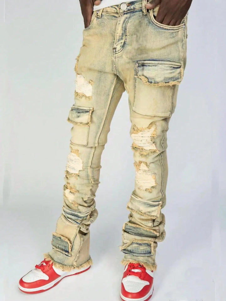 Retro Stretchy Cargo Jeans