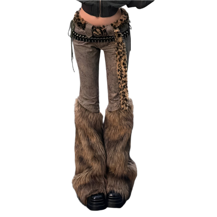 Vintage Micro Flare Faux Fur Jeans