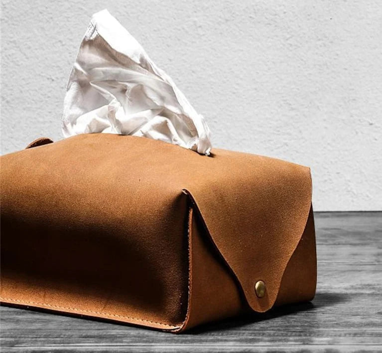 Retro Leather Tissue Box