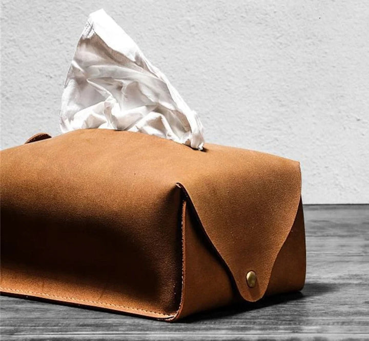 Retro Leather Tissue Box