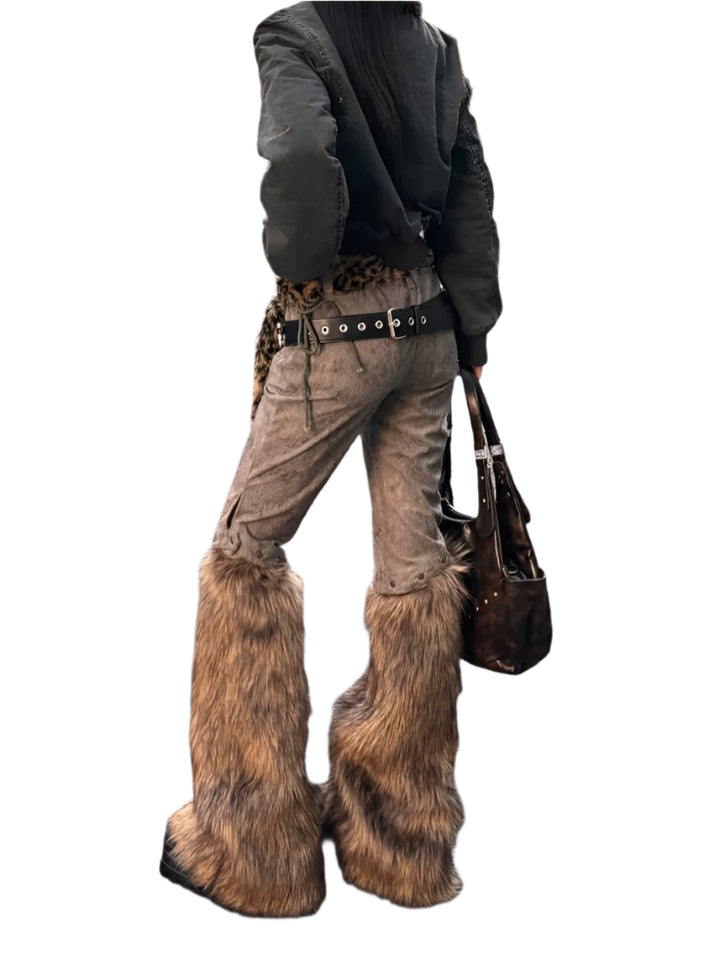 Vintage Micro Flare Faux Fur Jeans