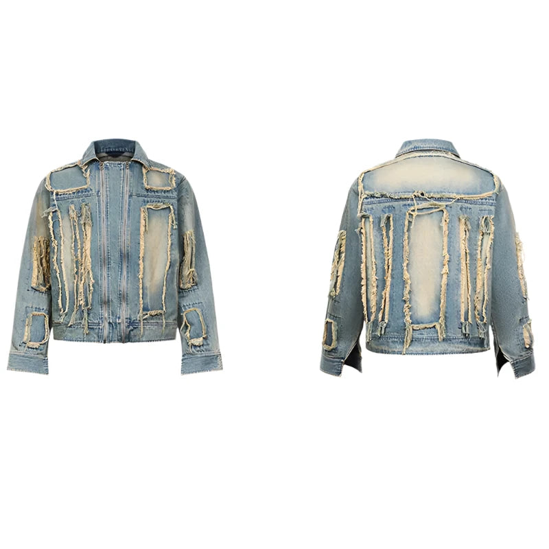 Retro Distressed Ripped Denim Jacket