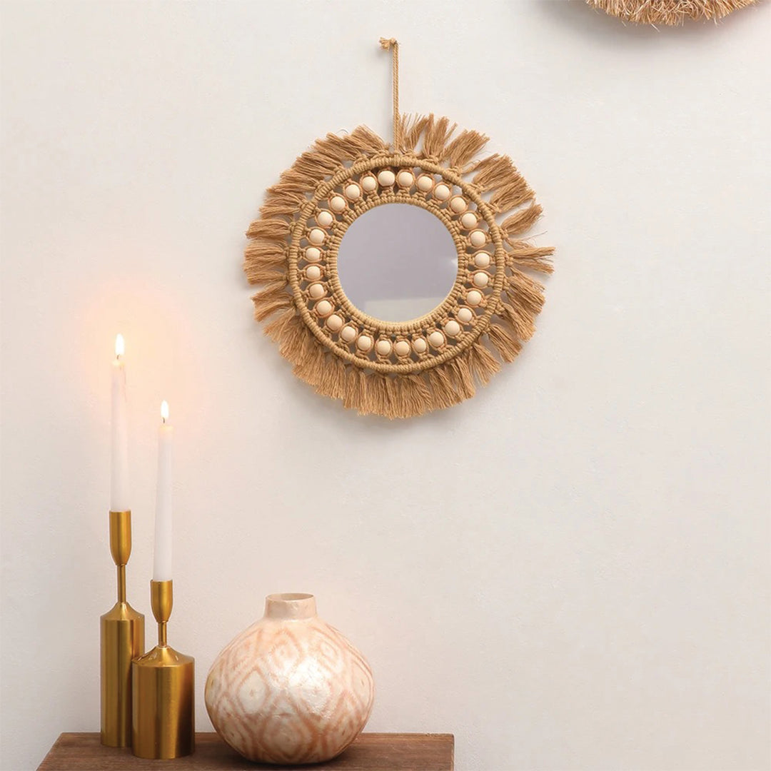 Beaded Macrame Mirror